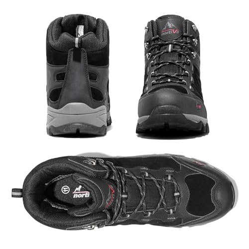 Detalle de NORTIV 8 Men's Waterproof Lightweight Walking Boots — Black, Size 9
