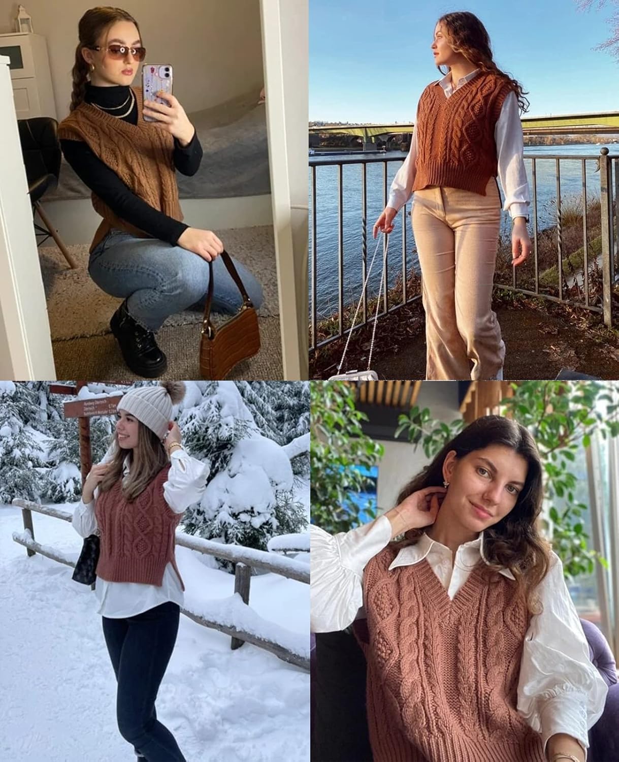 Thumbnail 2 de Women's V-Neck Ribbed Sweater Vest ⚖
