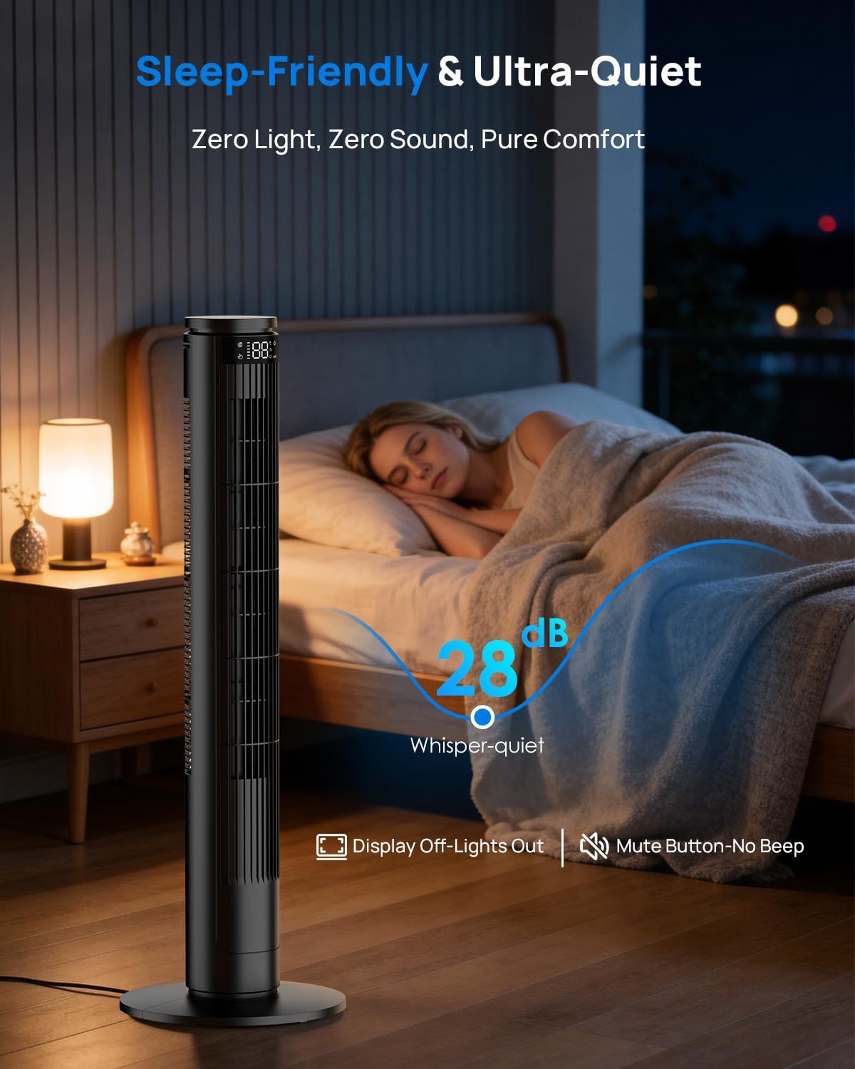 Thumbnail 2 de Tower Fan 92cm with LED Display, Silent Remote and Bladeless Design