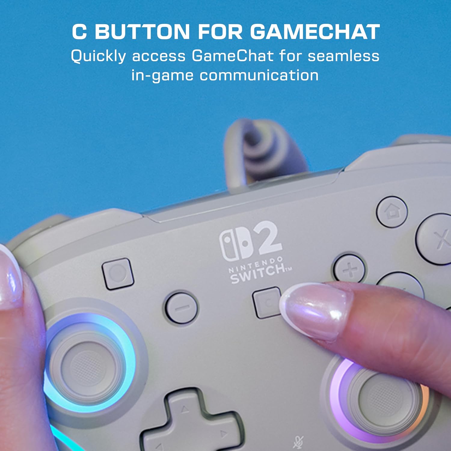 Thumbnail 4 de Turtle Beach Afterglow Wave grise : manette gaming RGB filaire (sous licence officielle pour Nintendo Switch 2)