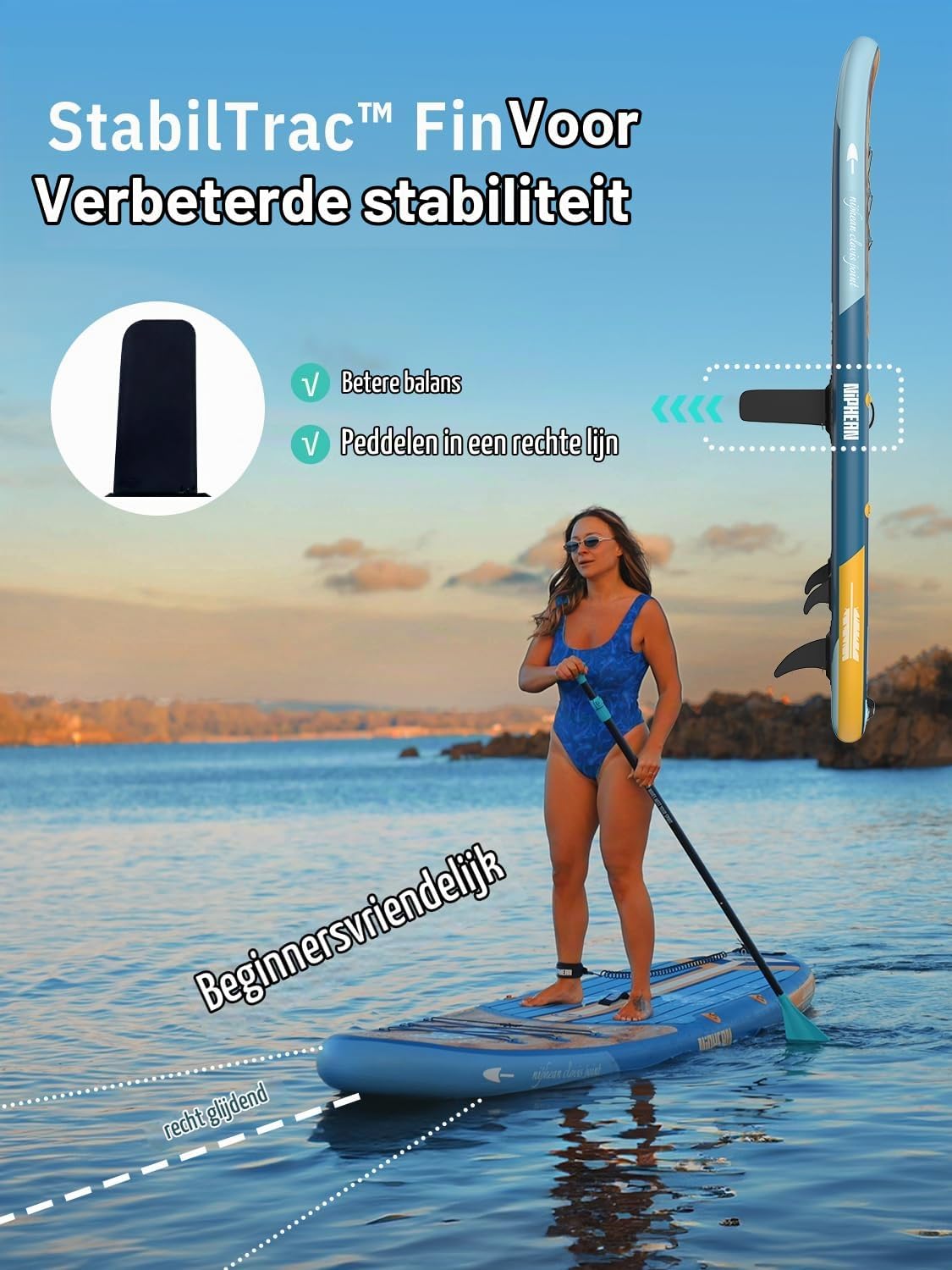 Detalle 2 de Niphean SUPNP320 opblaasbaar SUP-board met zitje, 320 cm en 200 kg draagkracht