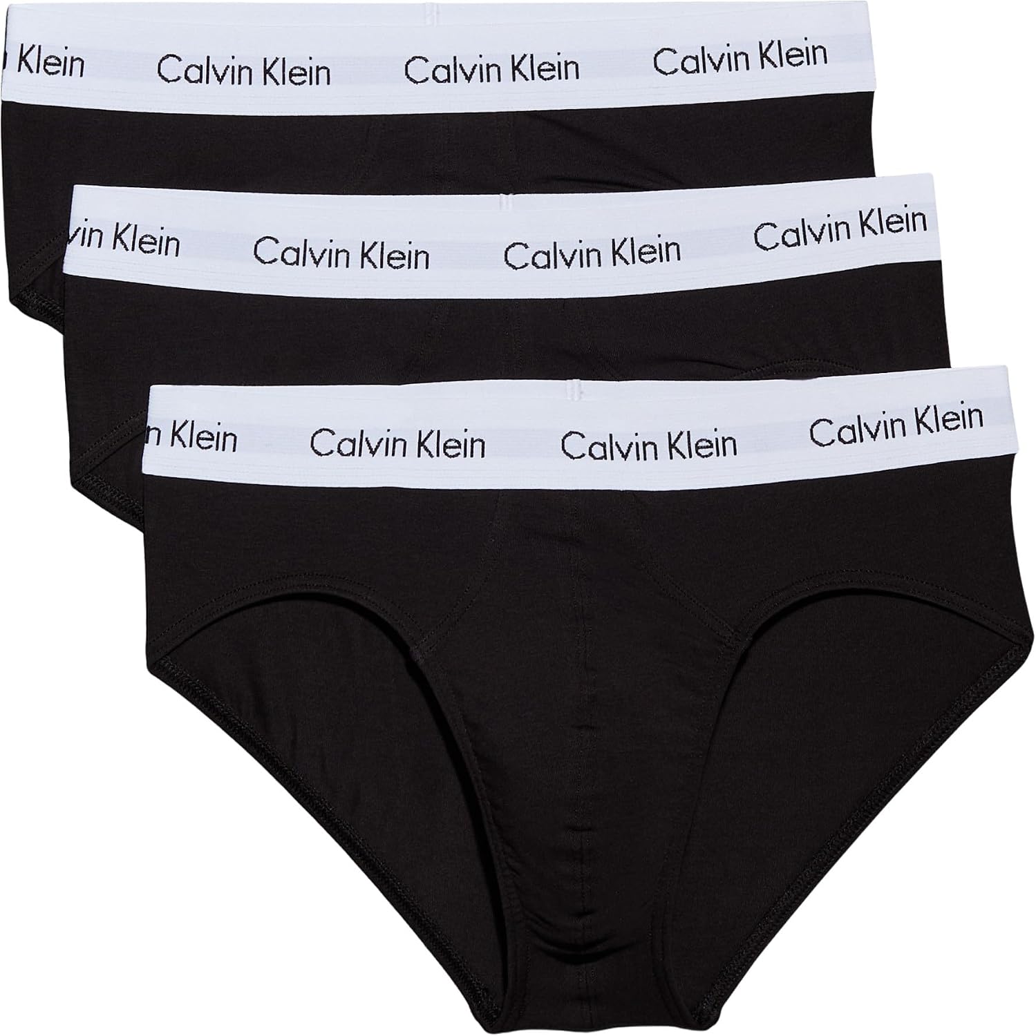 Detalle de Calvin Klein Herren 3er-Pack Slips 3P Hip Brief mit Stretch – Cotton Stretch, kurze Beinausschnitte