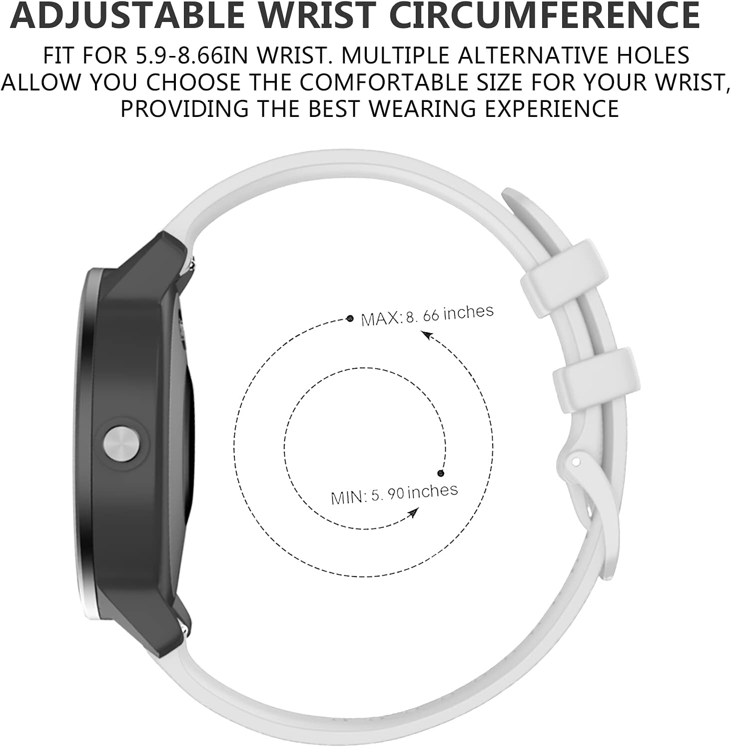 Thumbnail 5 de OVERSTEP 20mm Soft Silicone Replacement Strap for Garmin and Samsung Smartwatches