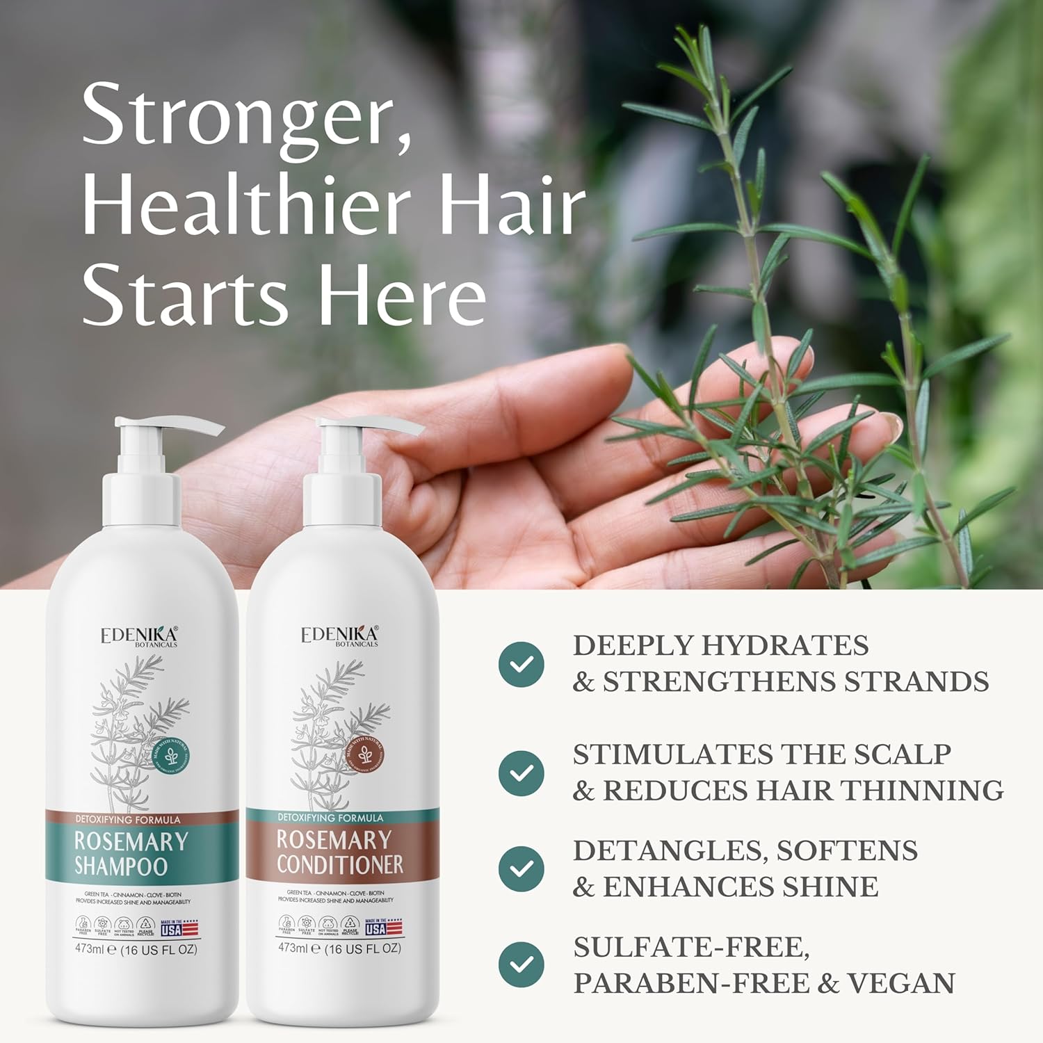 Thumbnail 1 de Edenika Rosemary Oil Shampoo, Conditioner Set