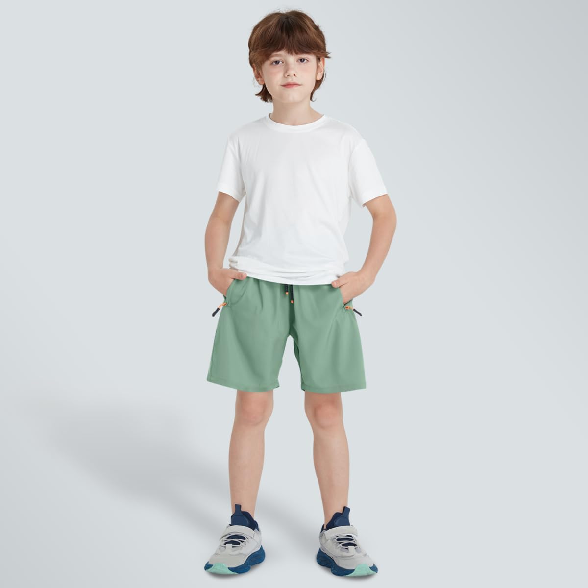 Detalle de ANHDM Boys Shorts Quick Dry Athletic Running Shorts with Zipper Pockets