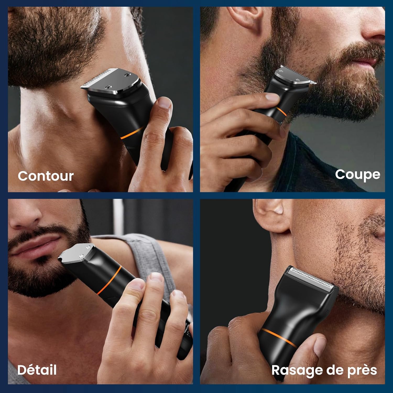 Detalle de Maxgroom 6-en-1 Tondeuse Barbe Homme – Rasoir Électrique avec Base de Rangement et Charge USB-C