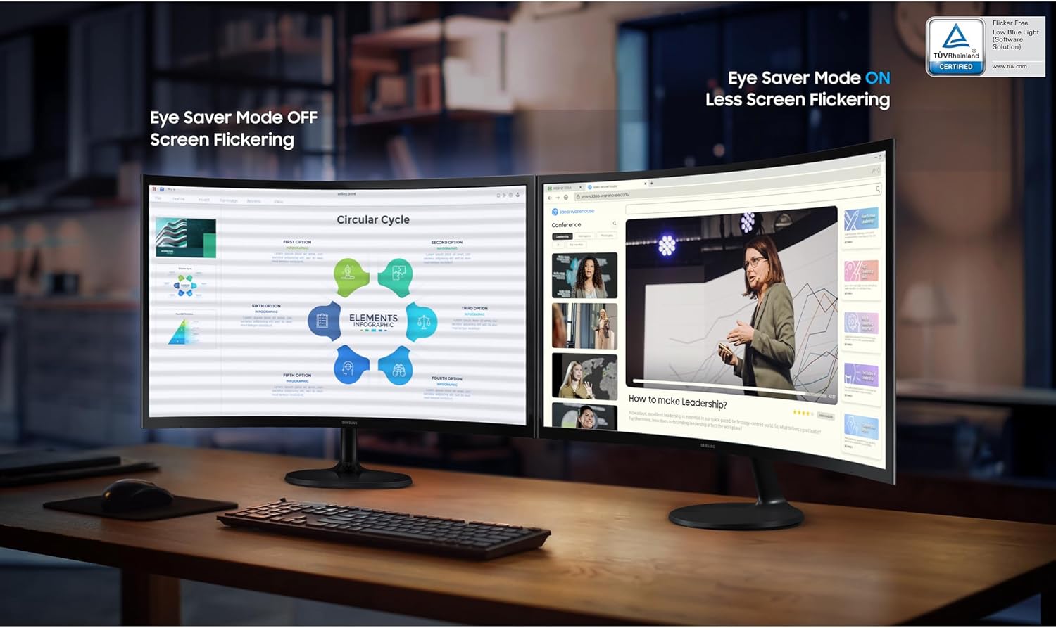 Thumbnail 3 de Samsung 27" Essential S3 (S36GD) Curved Monitor — FHD 1800R, 100Hz, Eye Saver Mode, Game Mode (LS27D36CGANXZA)
