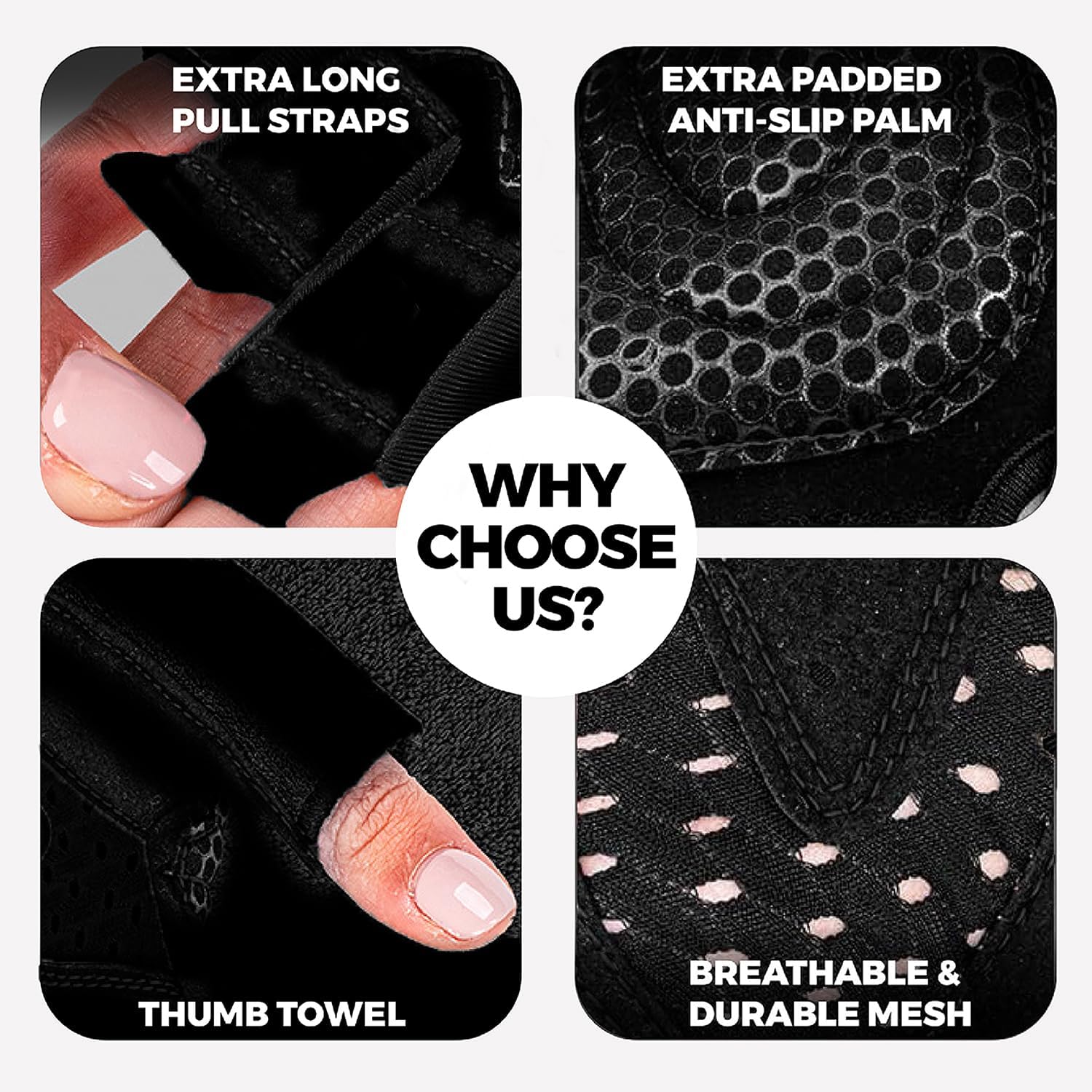 Detalle 2 de MhIL Workout Gloves for Women with Padded Palms and Adjustable Wrist Wraps