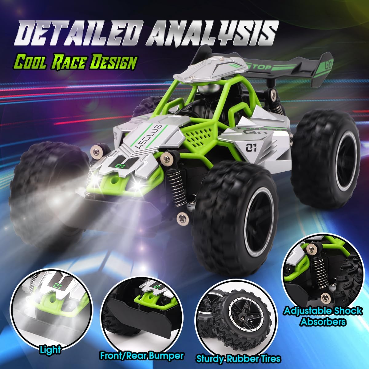 Detalle 2 de RUIDYA 1:18 off‑road RC race car for kids