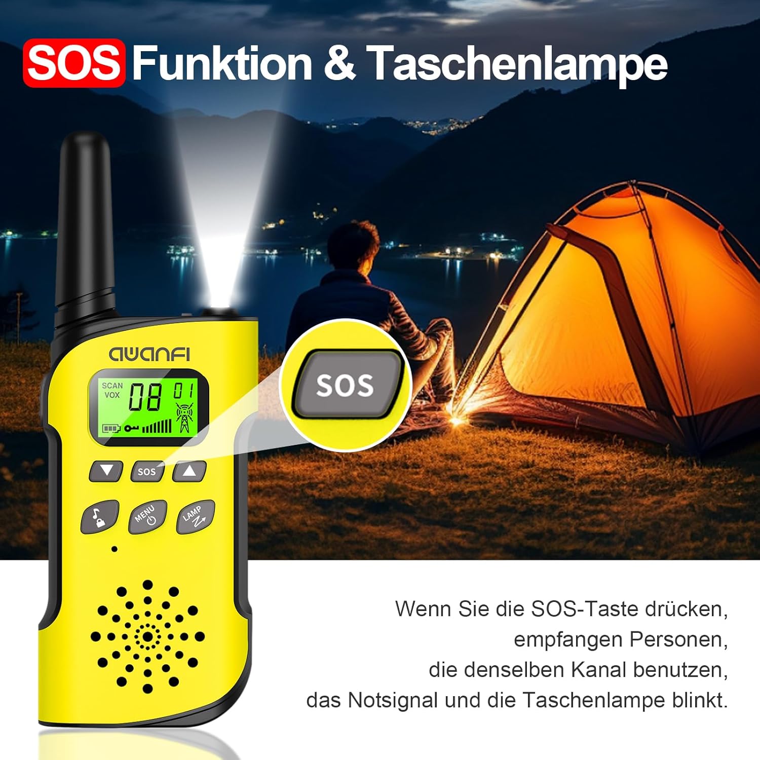 Detalle de AWANFI Kinders-Walkie-Talkie: Wiederaufladbar, sicher und praktisch für Outdoor-Abenteuer
