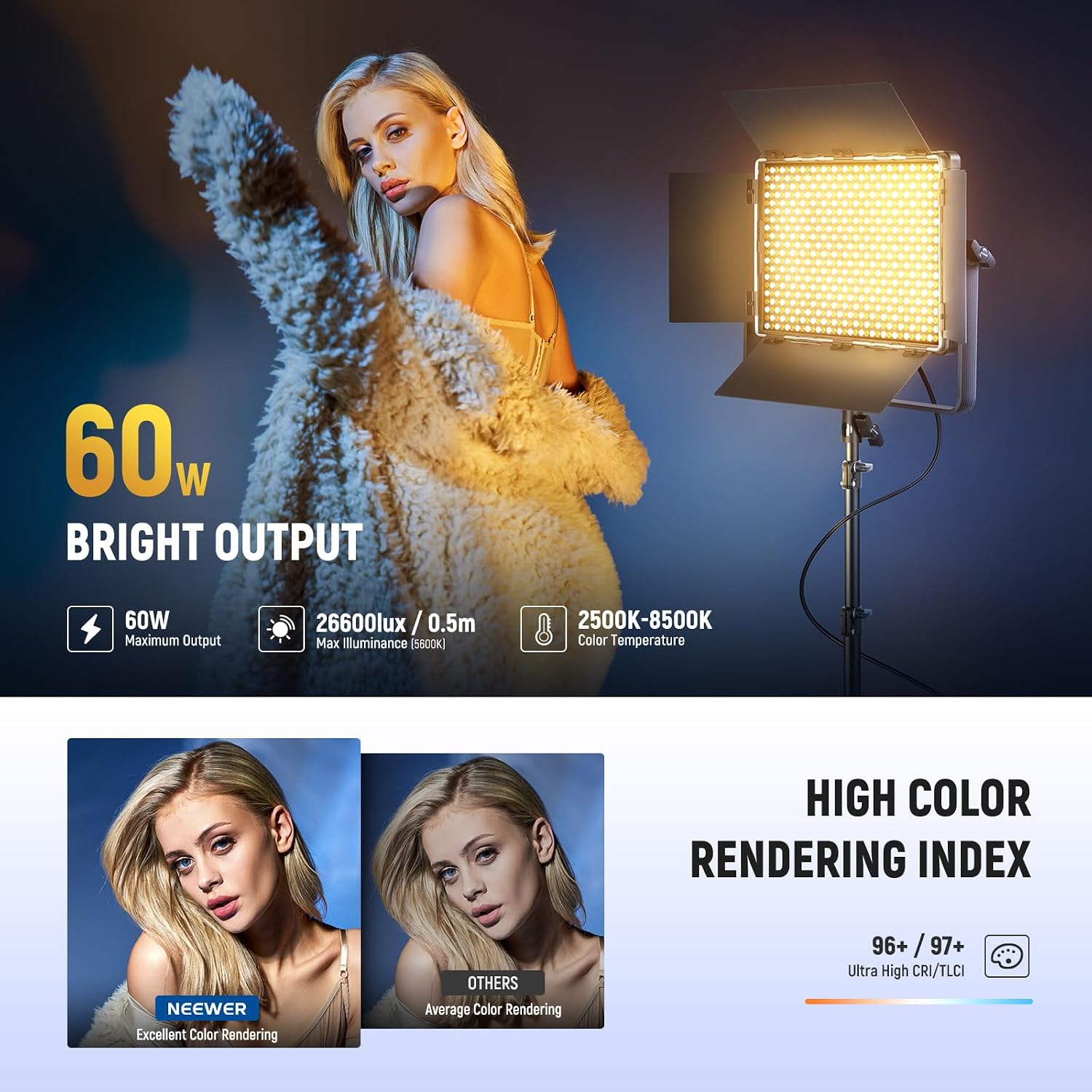 Detalle de NEEWER PL60B bi-colour LED panel light 60W