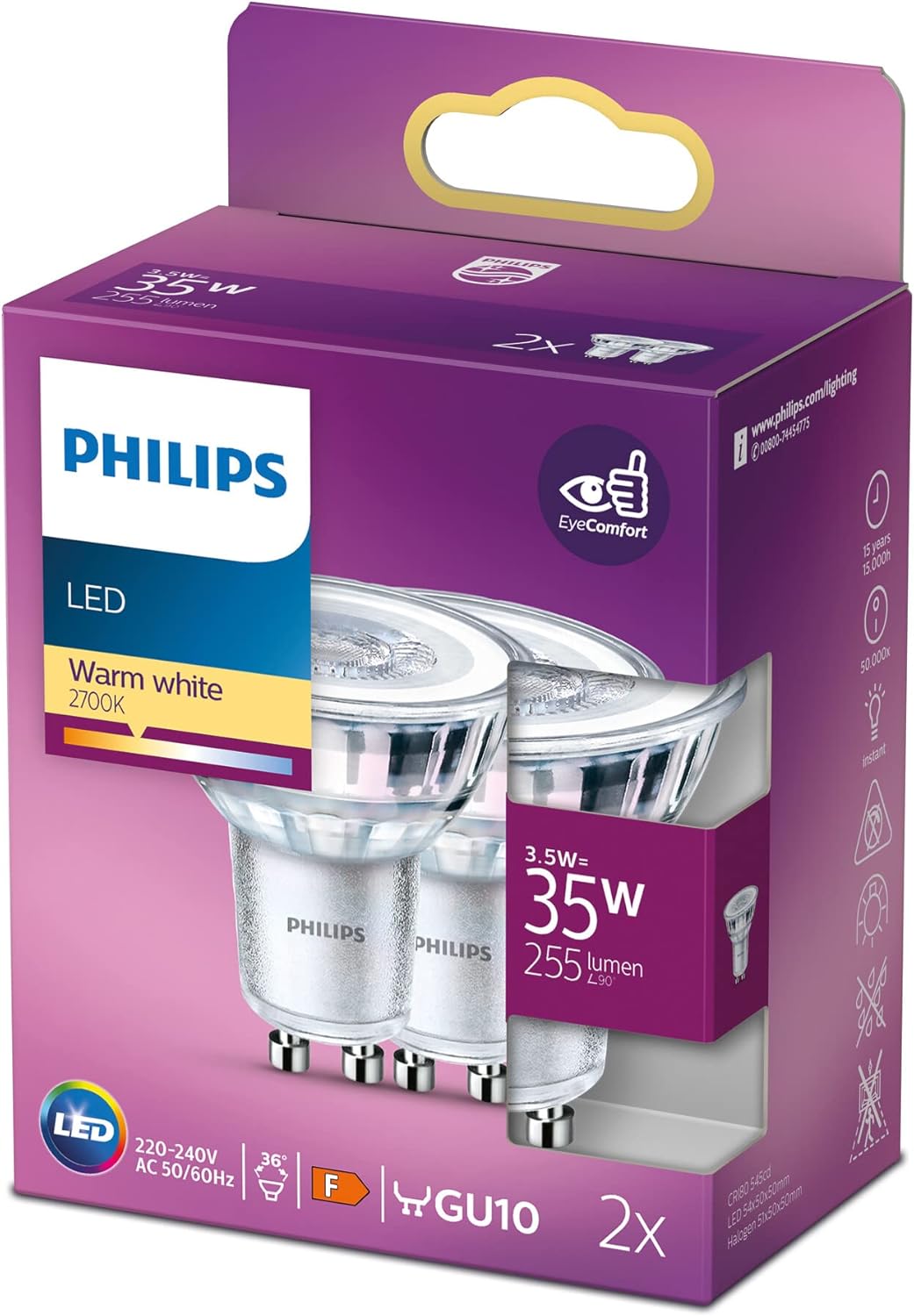 Thumbnail 6 de Philips LED Classic GU10 Reflektor-Lampen 6er-Pack 50 W – warmweiß (2.700 K)