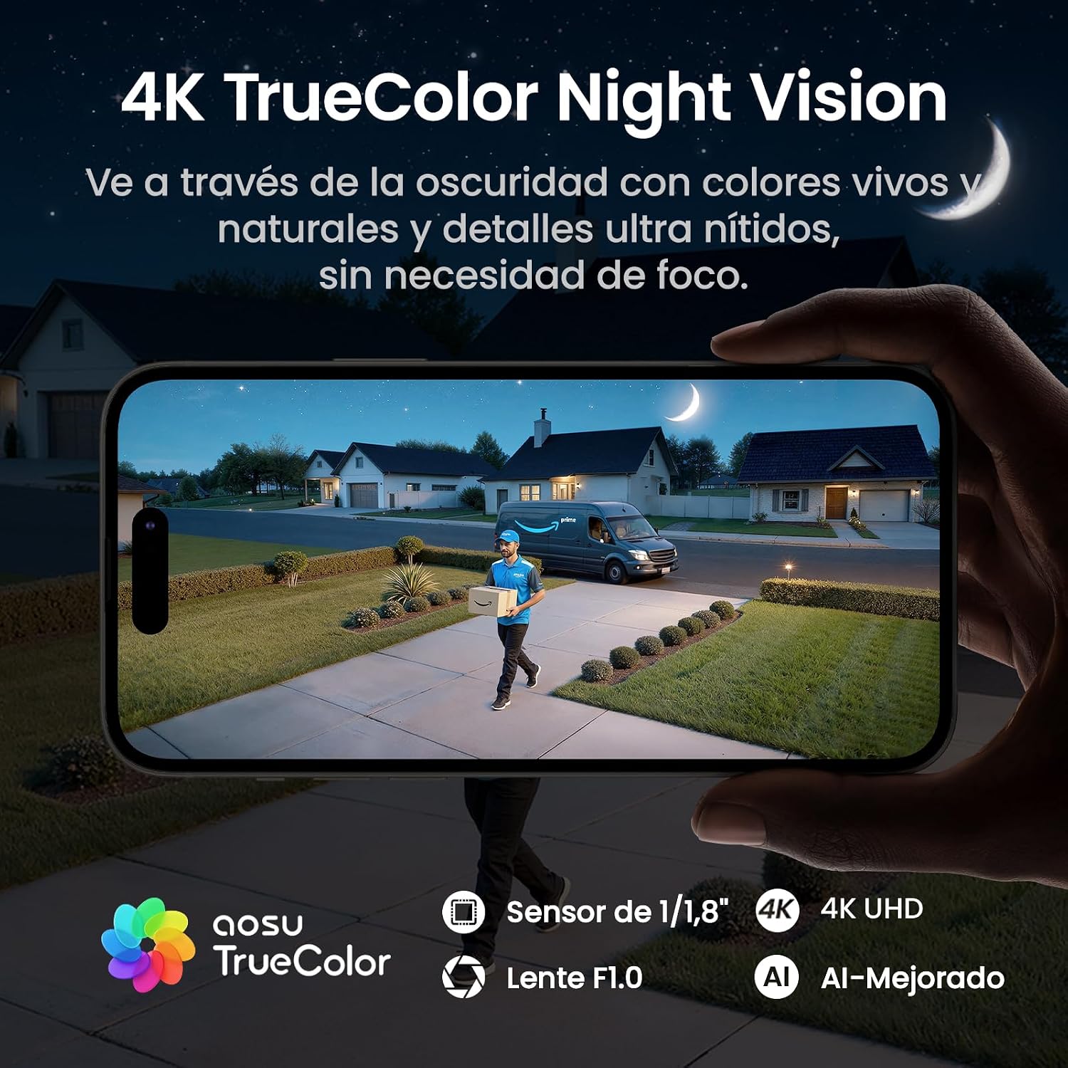 Detalle 2 de aosu 4K Cámara de vigilancia Exterior 10.000mAh