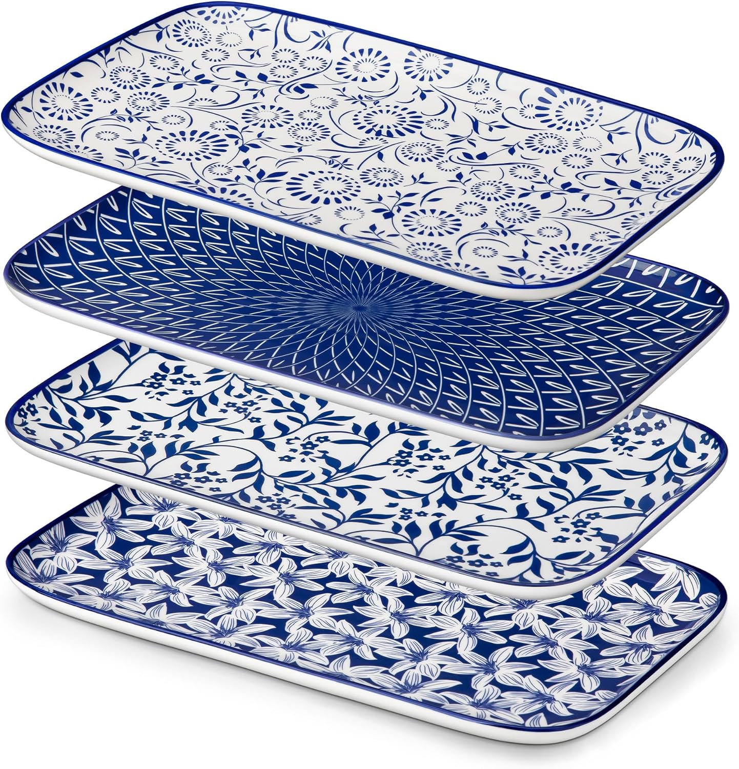 Vancasso SELENE Porcelain Serving Trays – 4-Piece Set (12" x 7.4")