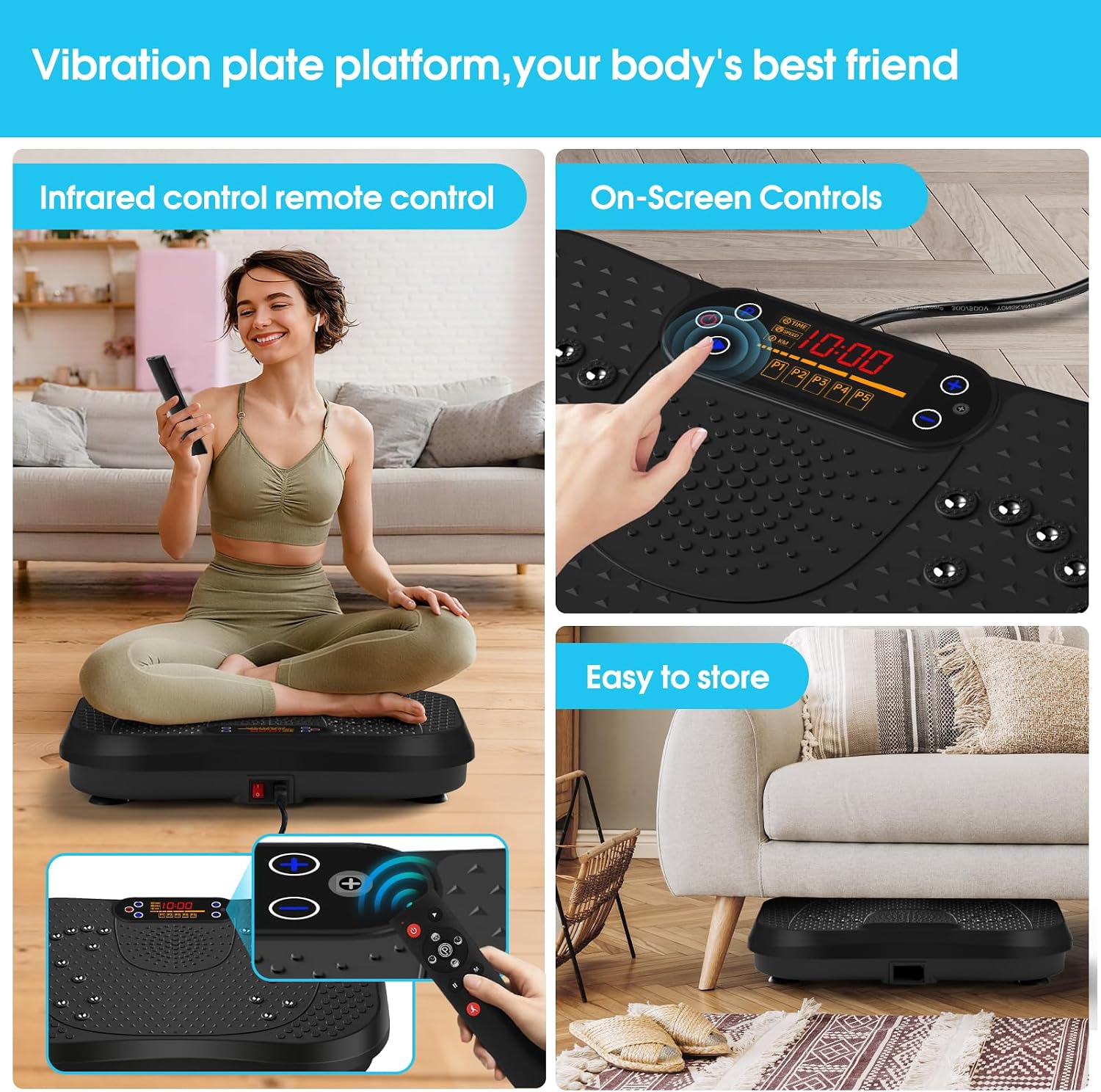 Detalle 2 de SoftGym Vibration Plate Exercise Machine for Lymphatic Drainage & Full-Body Workouts (up to 450 lb capacity)