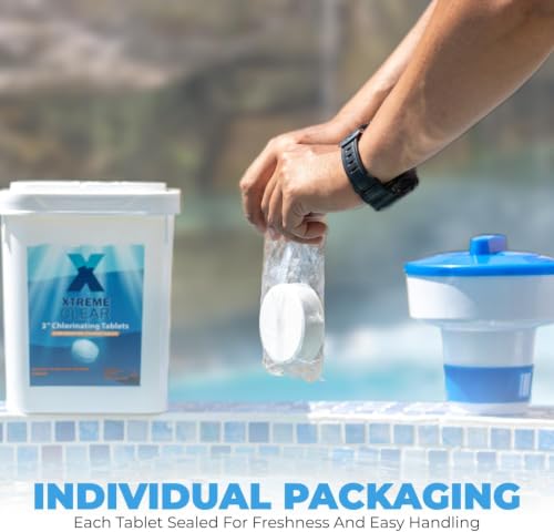 Detalle 2 de Xtremeclear 3" Swimming Pool Chlorine Tablets – 99% Pure Tri-Chlor, Long-Lasting, 5-Pound Bucket (XtremepowerUS)