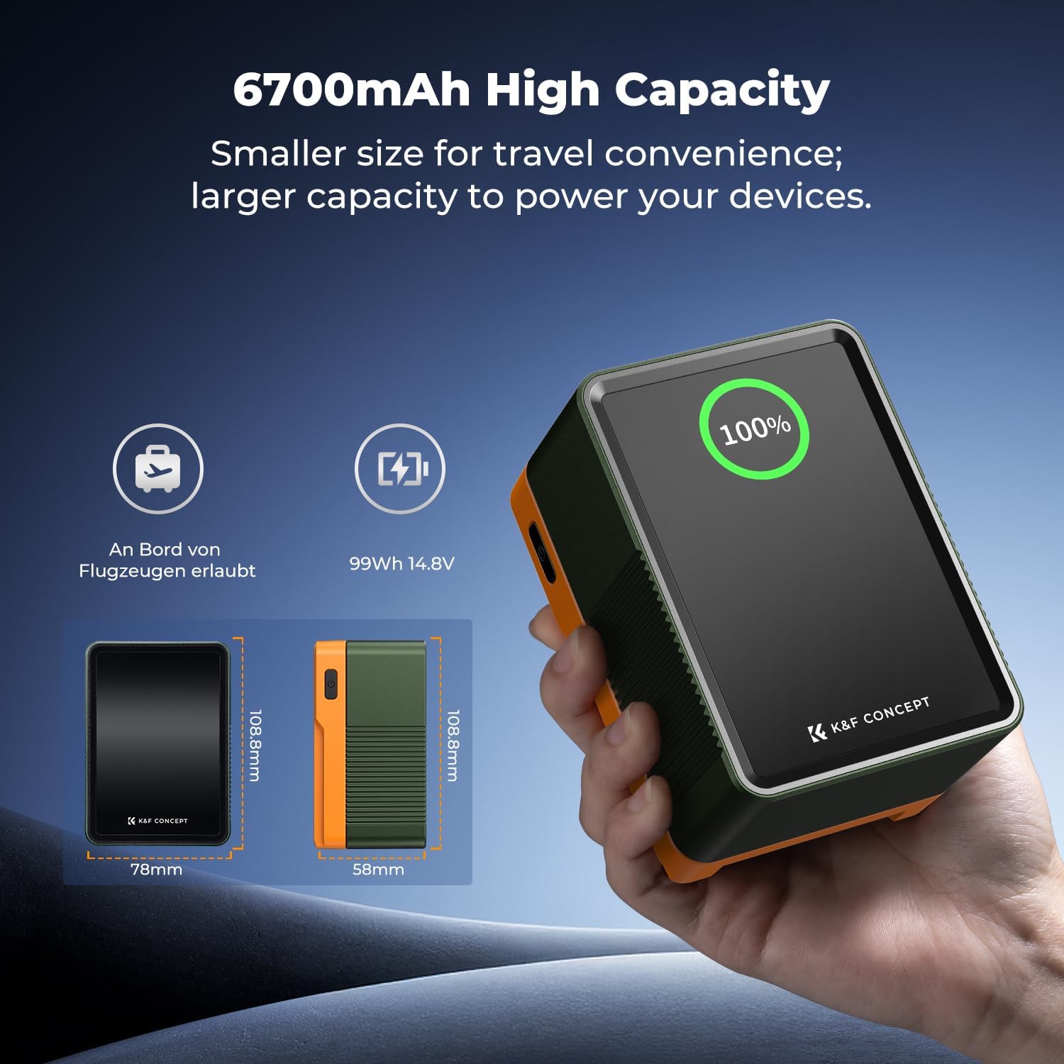 Thumbnail 3 de K&F CONCEPT 99Wh Batteria V Mount: alimentazione affidabile per fotocamere e monitor con ricarica rapida 100W