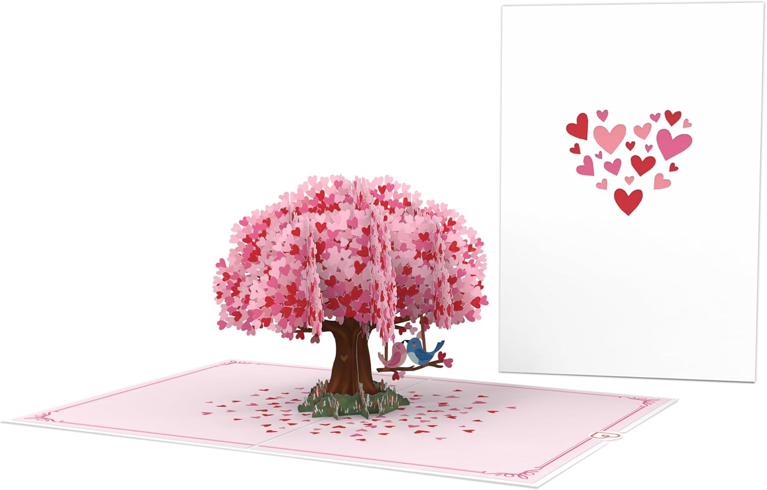 Thumbnail 2 de papercrush® Carte pop up « Arbre à cœurs avec tourterelles » 3D – Carte d’amour romantique