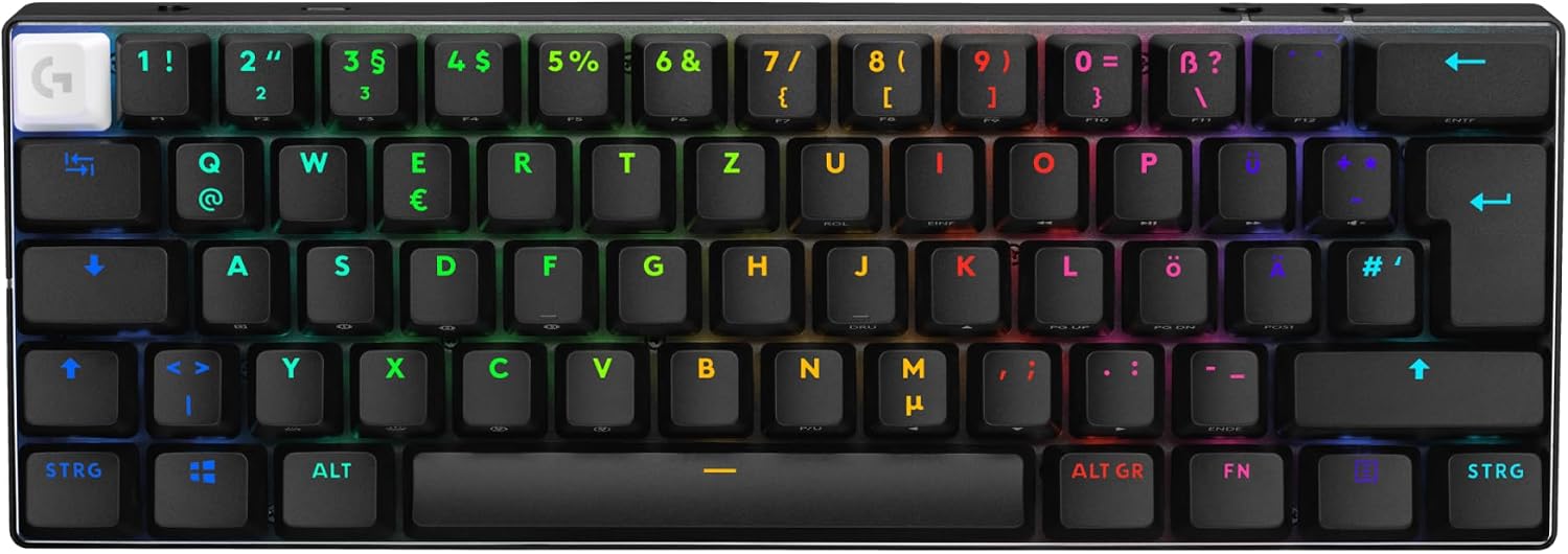 Detalle de Logitech G PRO X 60 LIGHTSPEED – kabellose Ultra-kompakte mechanische Gaming-Tastatur (60%-QWERTZ, LIGHTSYNC RGB, optische GX-Switches)