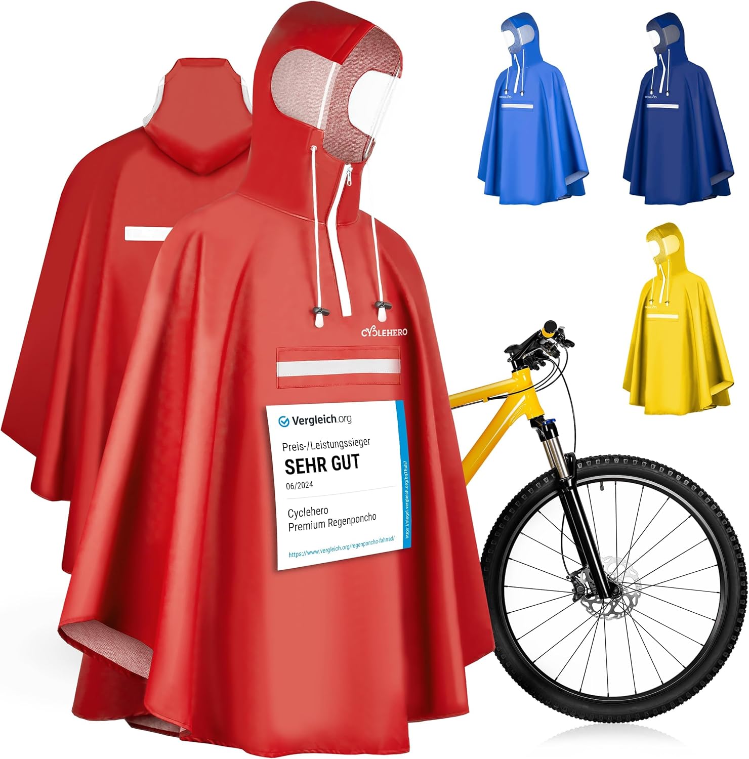 CYCLEHERO Regenponcho Fahrrad – extra wasserdicht, robust & sichtbar