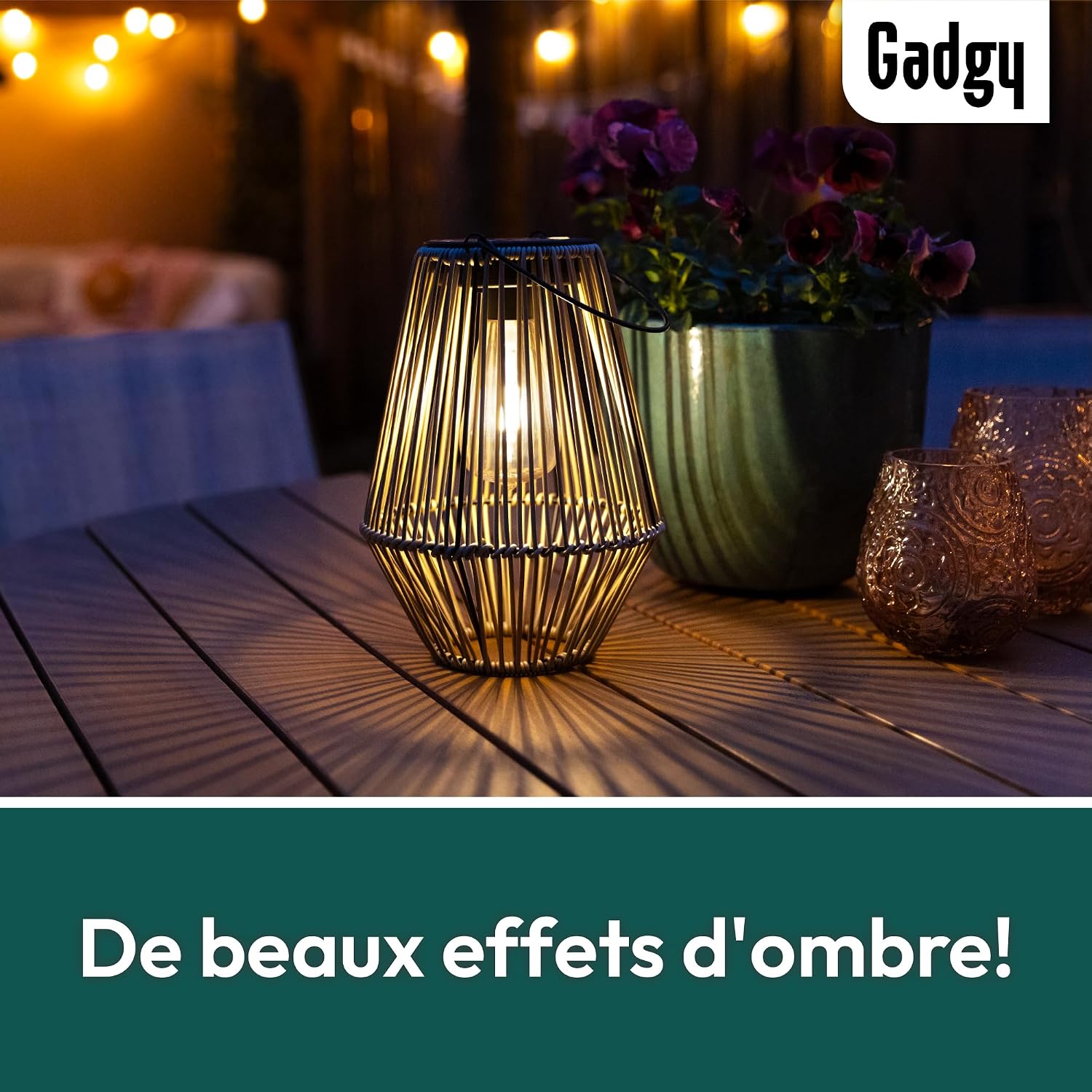 Detalle 2 de Gadgy GG0998 zonnelantaarn voor buiten, beige rotanlook, zonne-energie, 300 lm