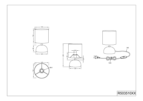 Detalle 1 de Reality Leuchten Luci R50351035 lámpara de mesa, pie cerámica