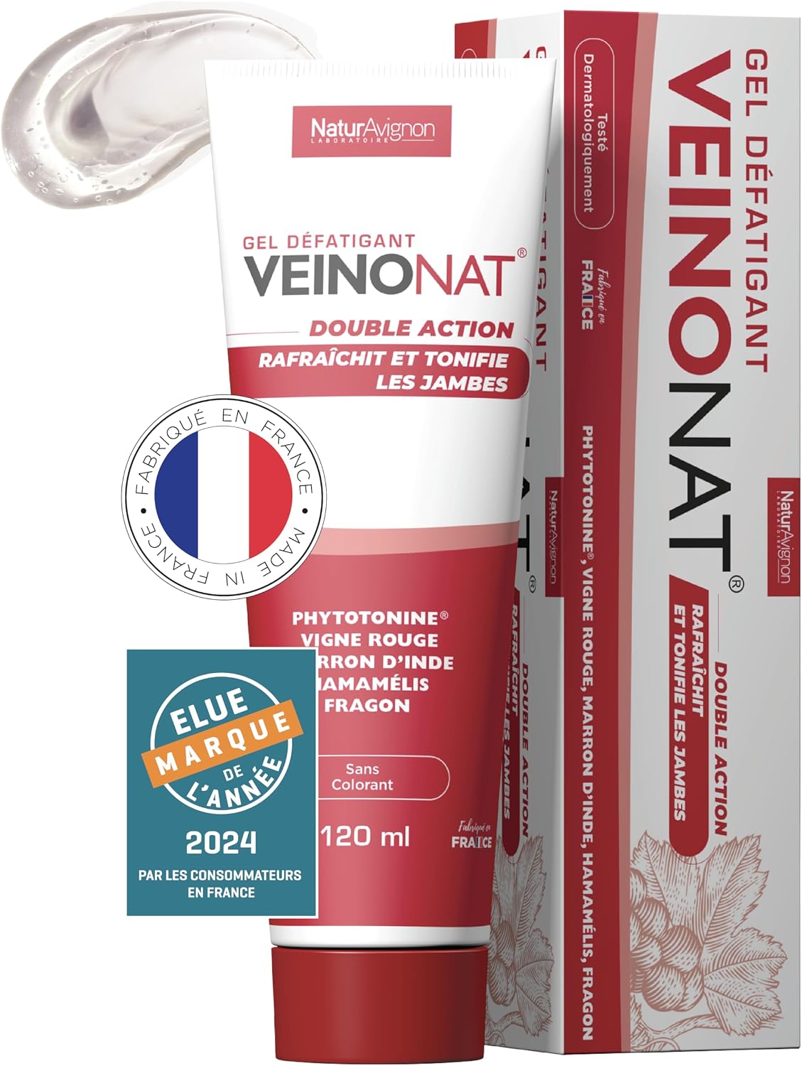 Detalle de NaturAvignon Veinonat Gel fraîcheur pour jambes lourdes – 120 mL