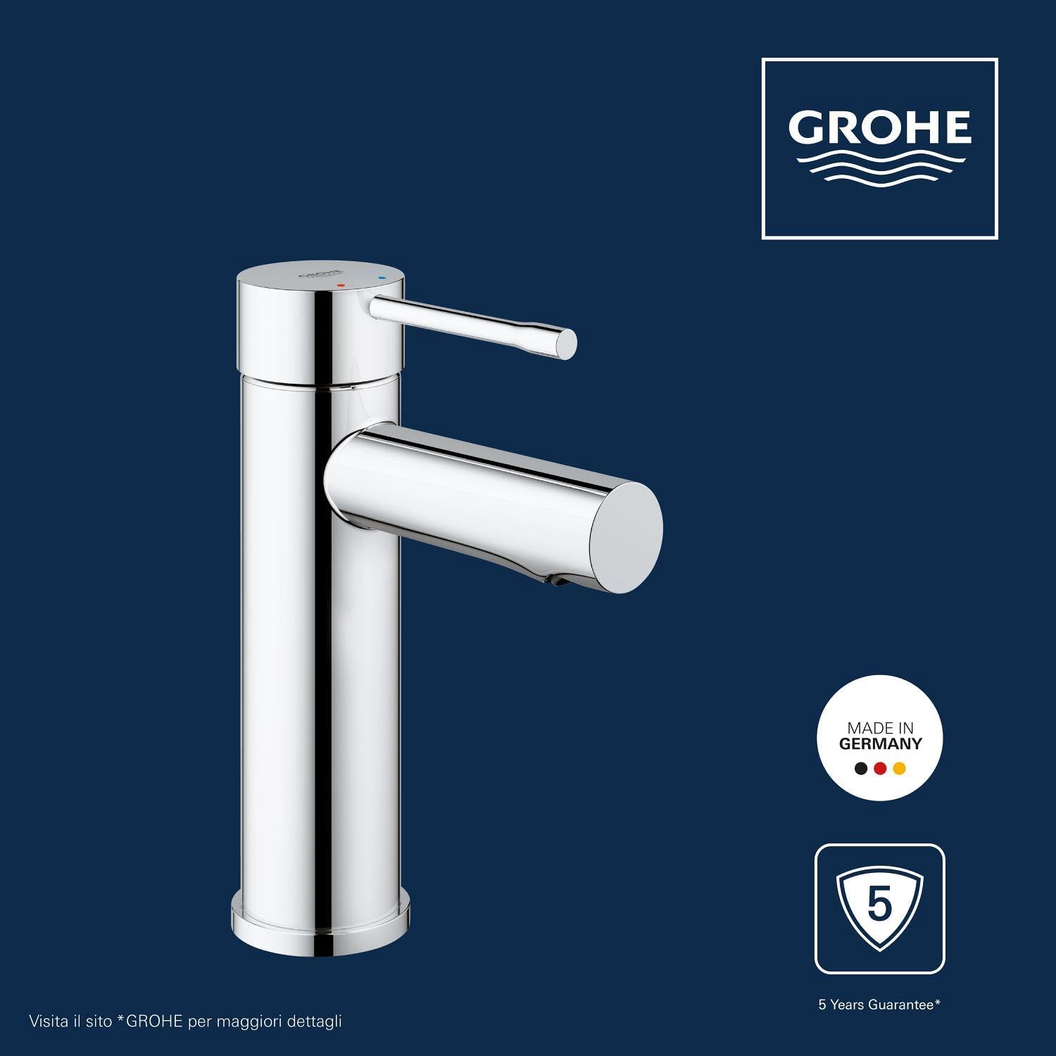 Thumbnail 4 de GROHE Essence Rubinetto Monocomando Lavabo con Piletta Click Clack, Bocca Fissa, Cromo 34294001