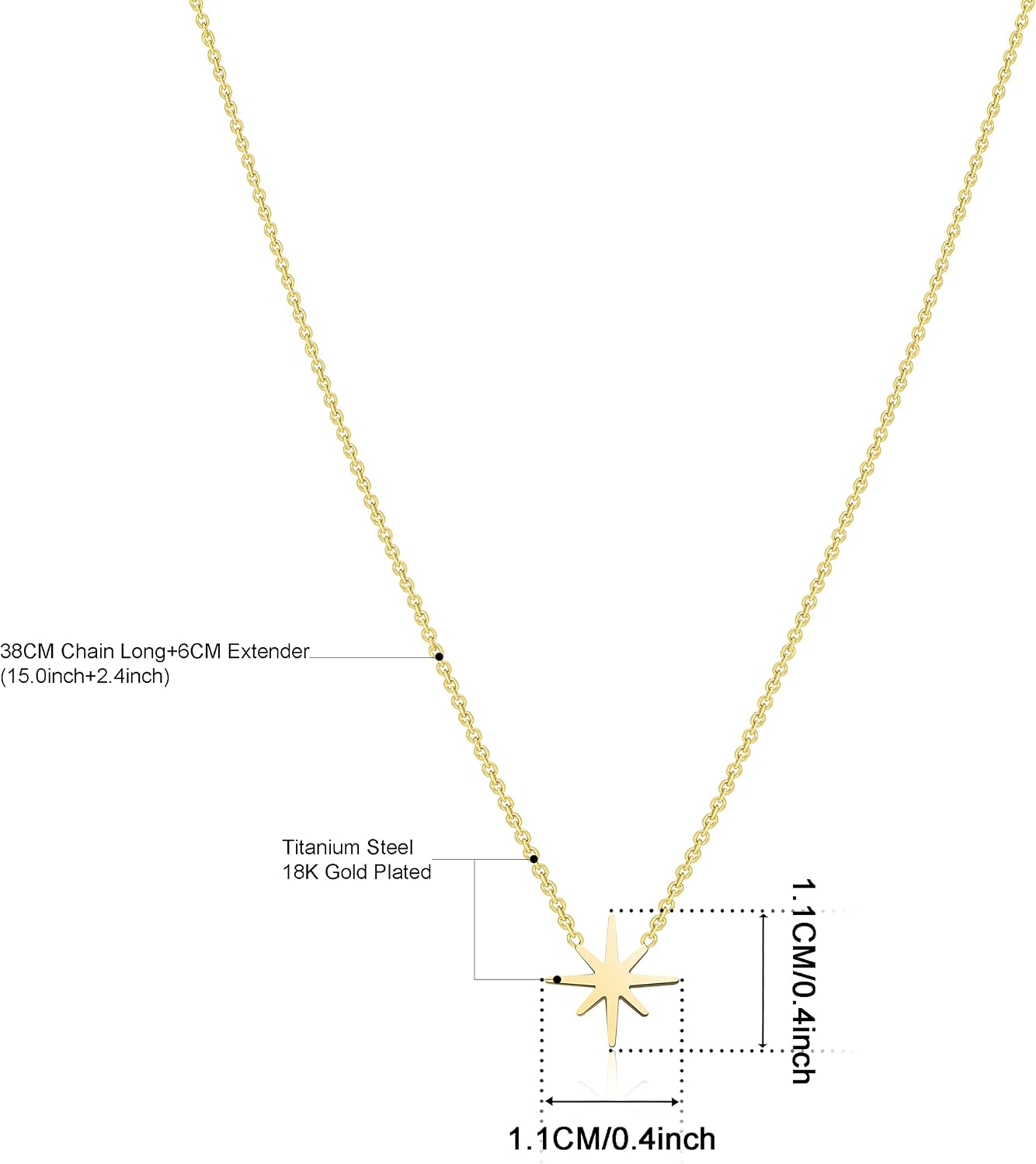 Detalle de KristLand 18 Karat vergoldete Titanstahl Halskette – Verstellbare Länge, Zirkonia, Rose Gold/Gold/Silber