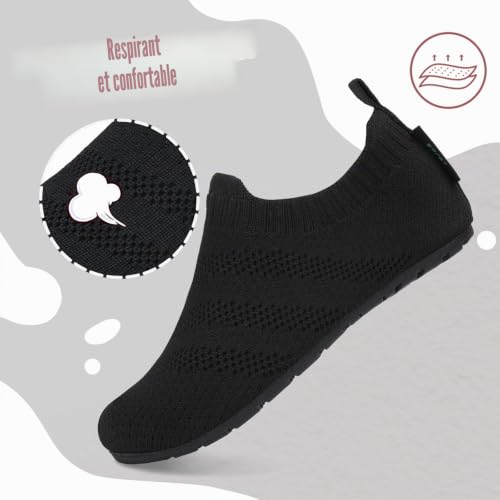 Thumbnail 1 de SAGUARO Chaussons Maison Enfants – Pantoufle d’intérieur antidérapante, noir, 34/35 EU