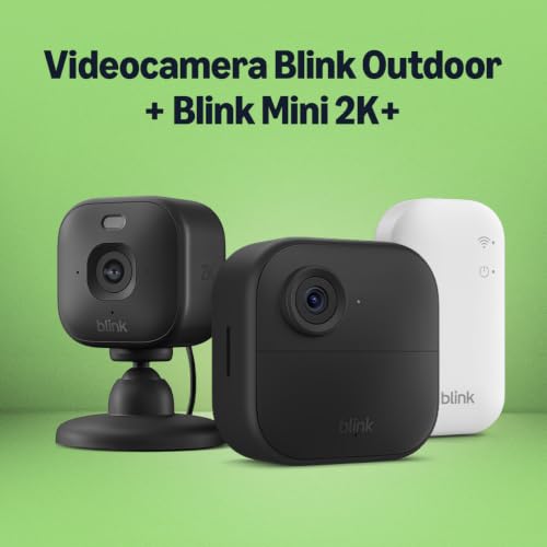 Detalle de Blink Outdoor 4 + Blink Mini 2K+ (Nero) con Modulo di sincronizzazione di base incluso