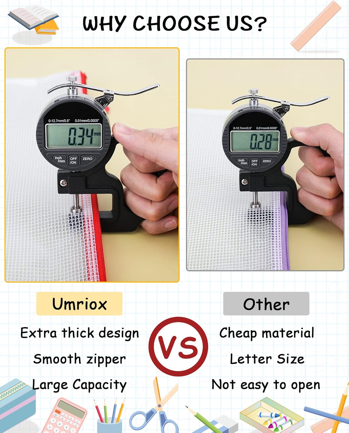 Thumbnail 4 de Umriox A3 Document Folder 5PCS waterproof zipper pouch 📁