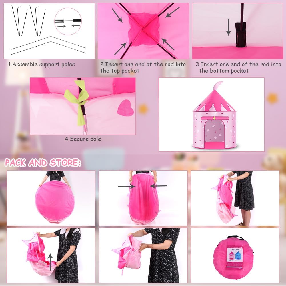 Thumbnail 5 de HOTUT Kinder Spielzelt Prinzessin, 101 cm