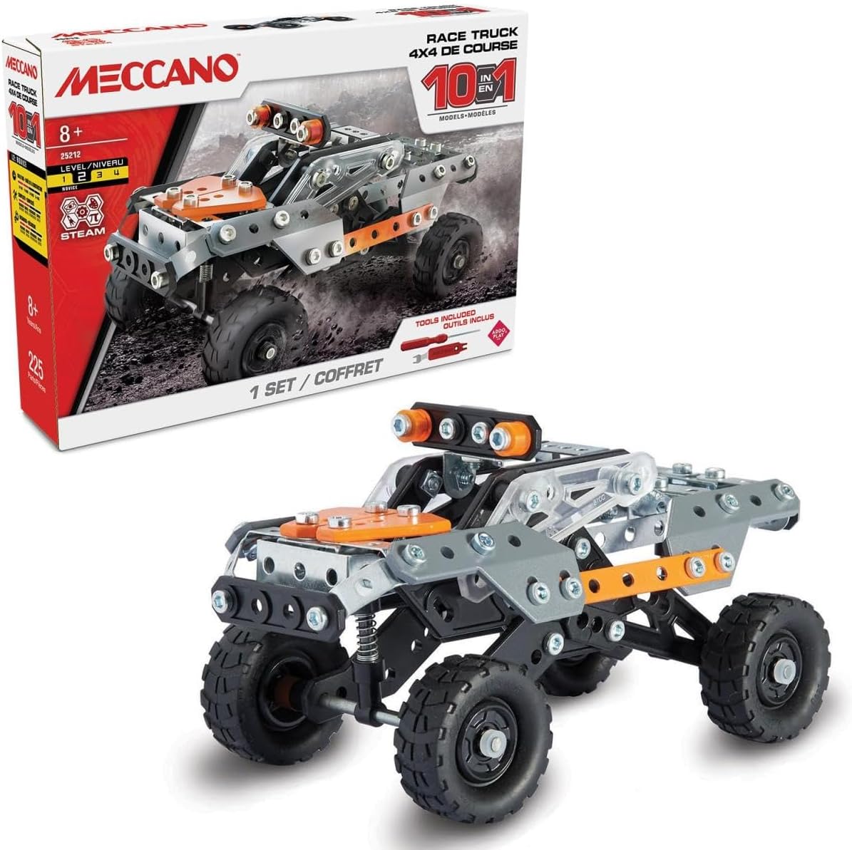 Detalle de BANDAI Meccano APM11115 4x4-racevoertuigbouwset, 10 modellen, 225 onderdelen