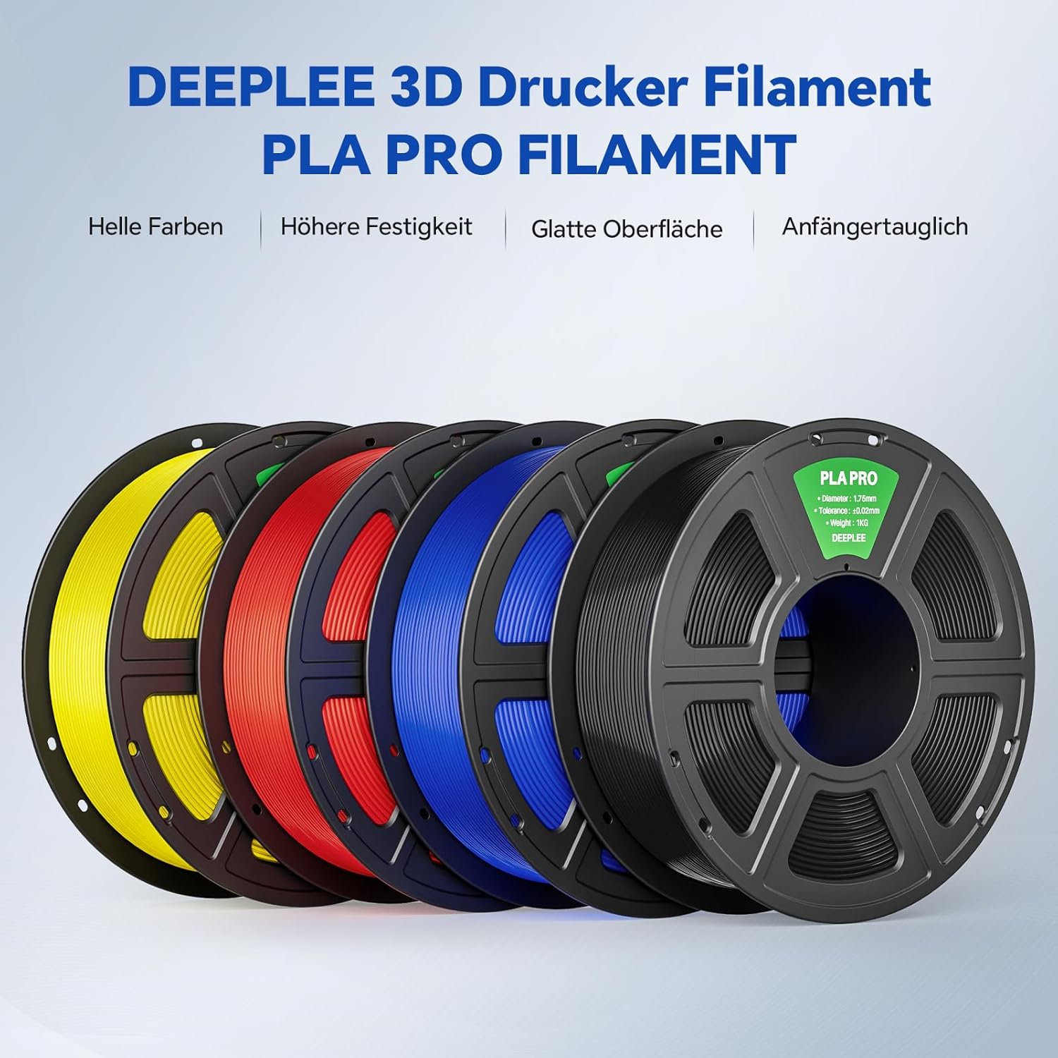Detalle 2 de DEEPLEE PLA PRO Filament 1,75 mm – PLA mit erhöhter Festigkeit, Maßgenauigkeit ±0,02 mm