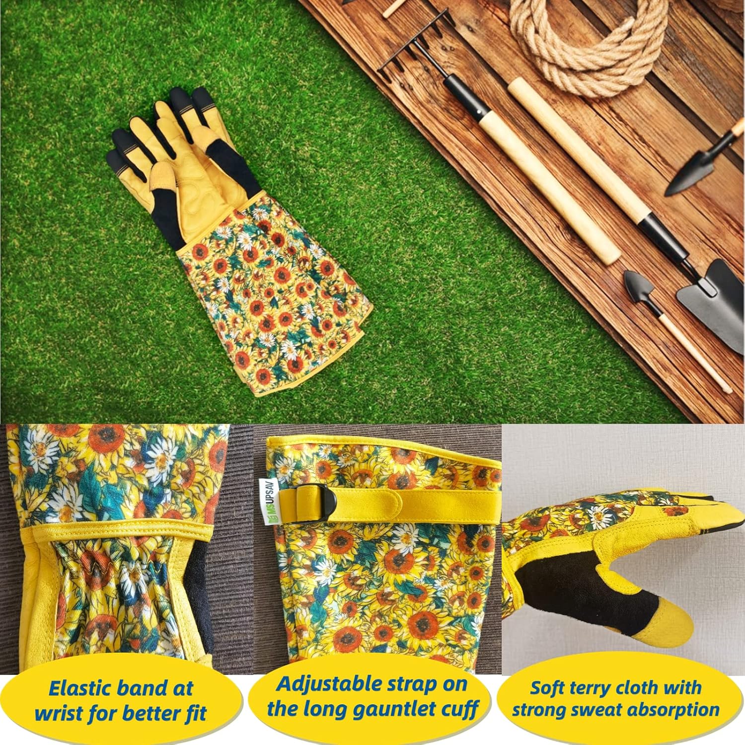Thumbnail 2 de MSUPSAV Long Gardening Gloves – Thorn-Proof Leather Gauntlets for Gardeners