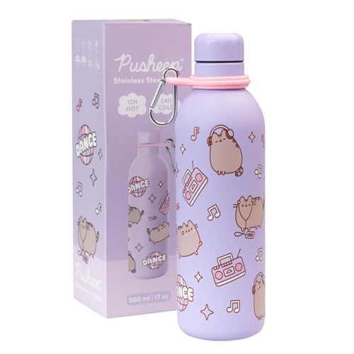 Detalle 2 de Grupo Erik Botella agua niña Pusheen Kawaii – Botella isotérmica de acero inoxidable 500 ml