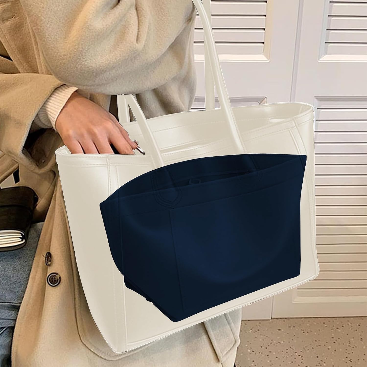 Thumbnail 6 de HYEPNED Bag Wallet Insert Organizer for Longchamp Tote (Blue, M) – Multi-Pocket Felt Insert