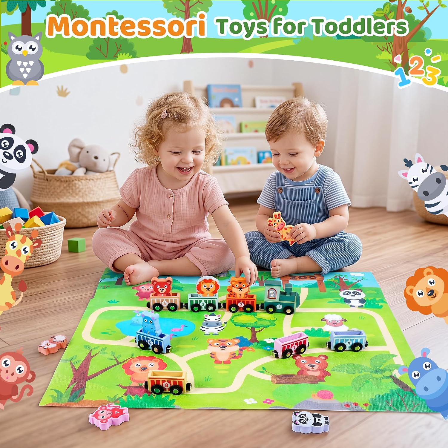 Thumbnail 3 de Toys for 1–3 Year Olds: Magnetic Wooden Animal Train Set