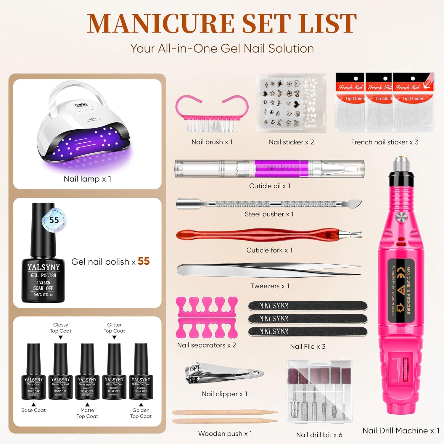 Detalle de Gel Nail Polish Kit with Nail Lamp: 55 Colors, 4 Top Coats, and Complete Starter Tools