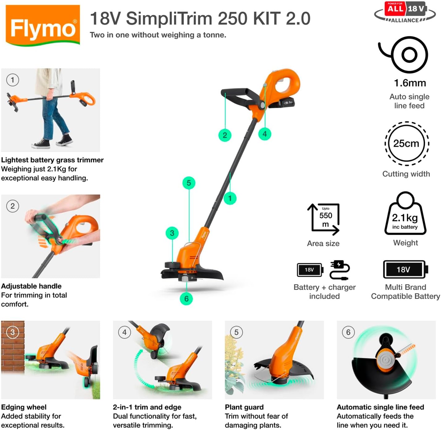 Thumbnail 1 de Flymo SimpliTrim 250 cordless grass trimmer