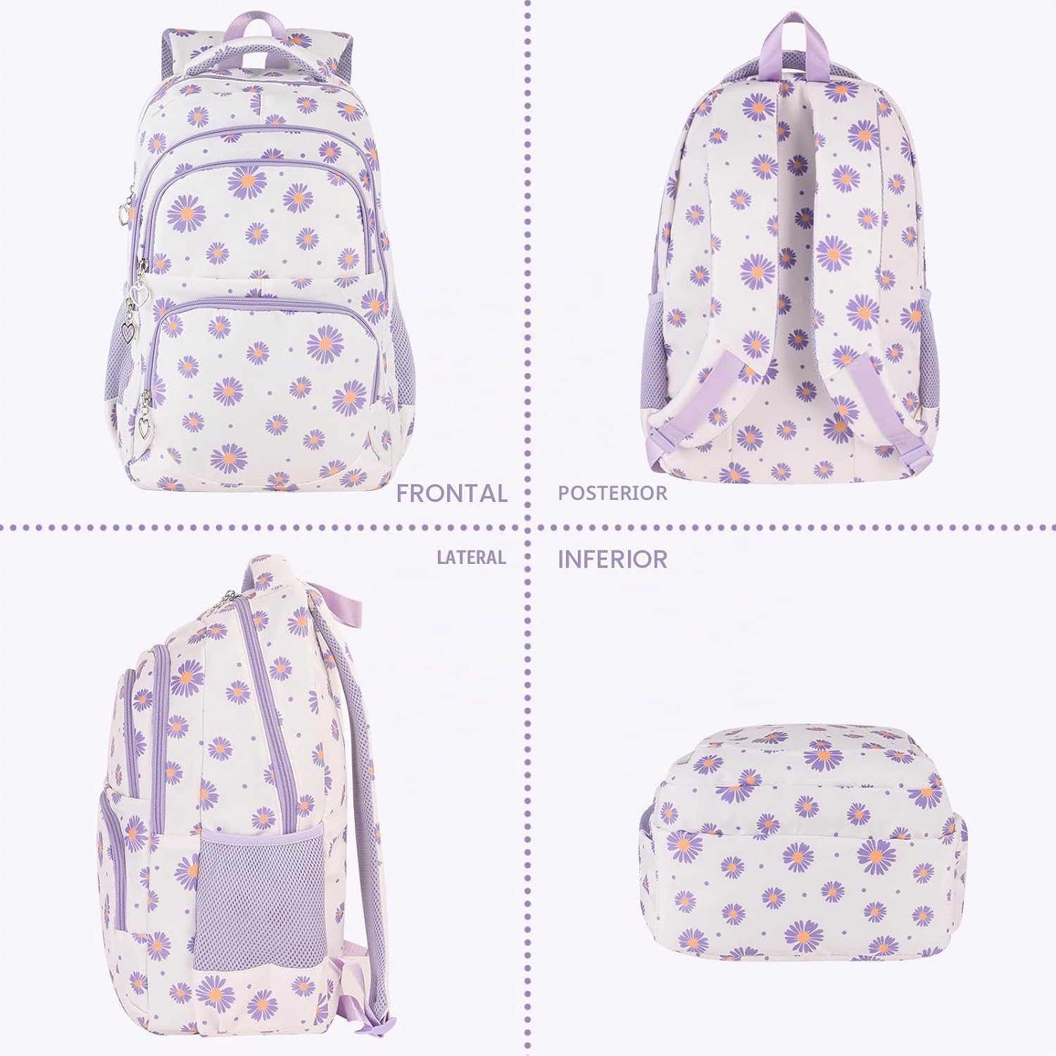 Thumbnail 6 de SIVENKE Mochila Escolar para Niñas y Adolescentes – Beige con Bolsa para almuerzo y estuche