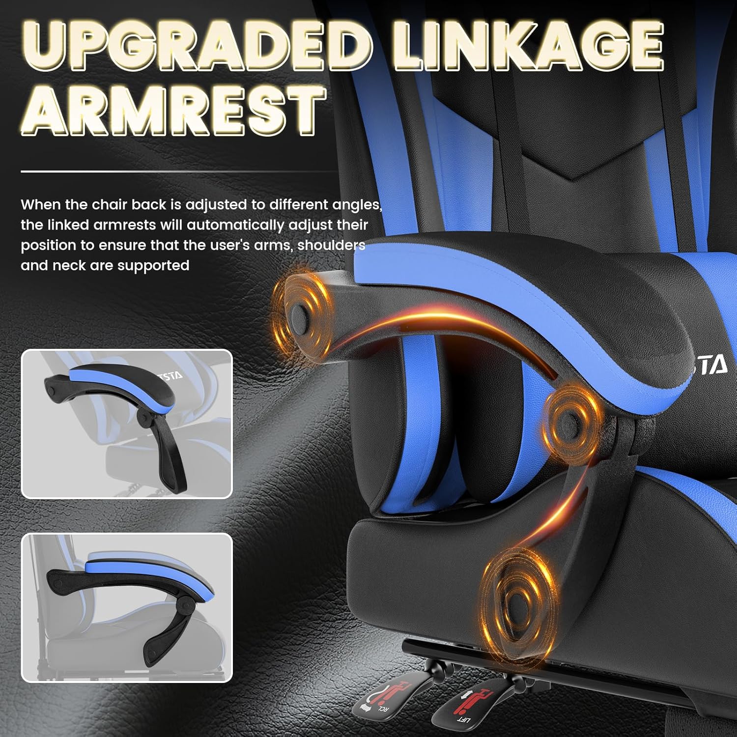 Thumbnail 5 de Gaming Chair with Footrest Ergonomic Comfort