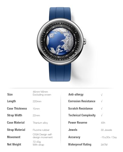 Thumbnail 7 de CIGA Design Mechanical Automatic Watch - Blue Planet U Series
