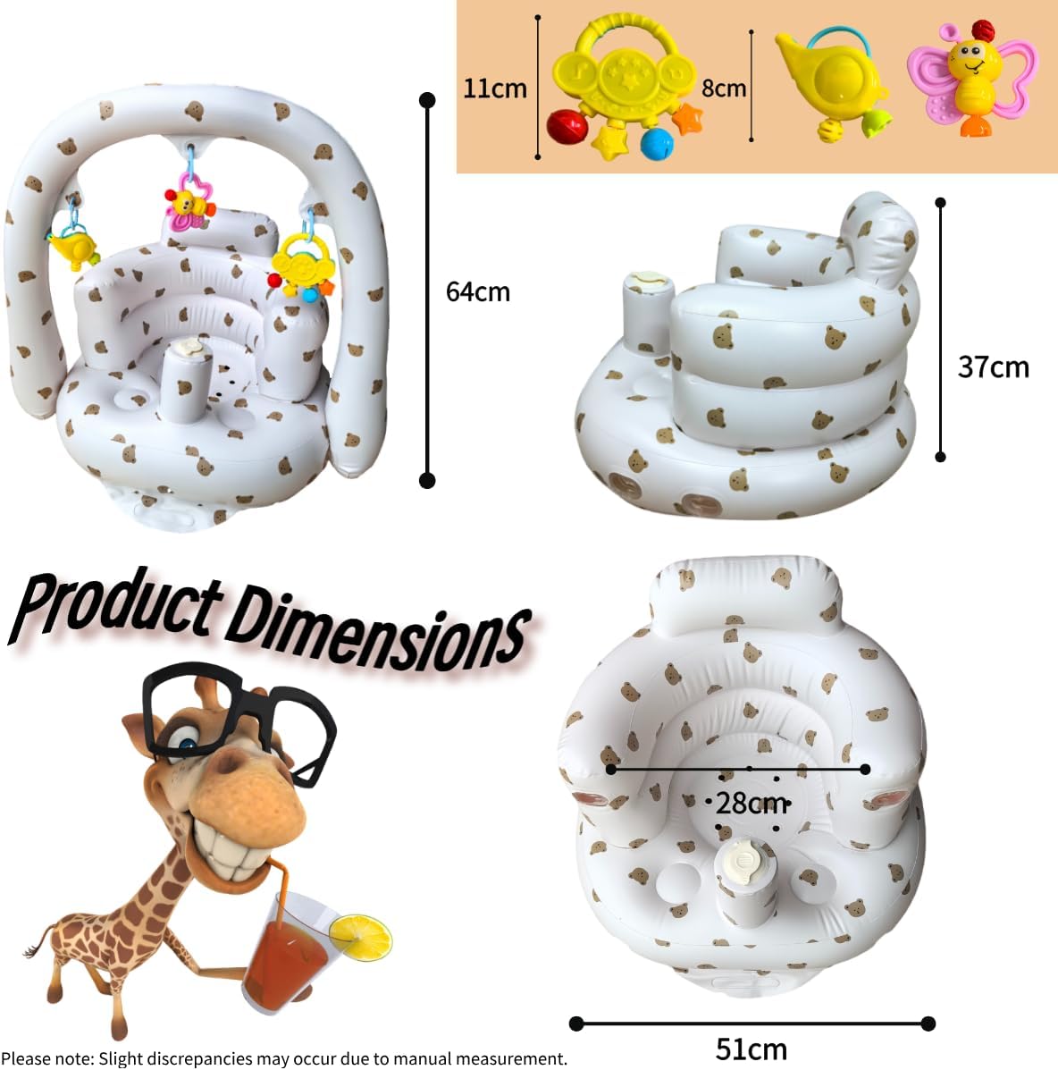 Thumbnail 1 de Seggiolino gonfiabile Little Bean per bambini 4–24 mesi con pompa integrata, supporto schiena e tavola multifunzionale