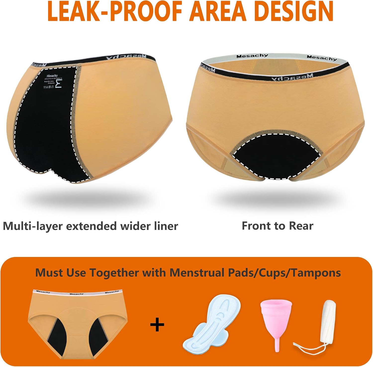 Detalle 2 de Mesachy Teens Girls Period Underwear 5 Sizes 📄