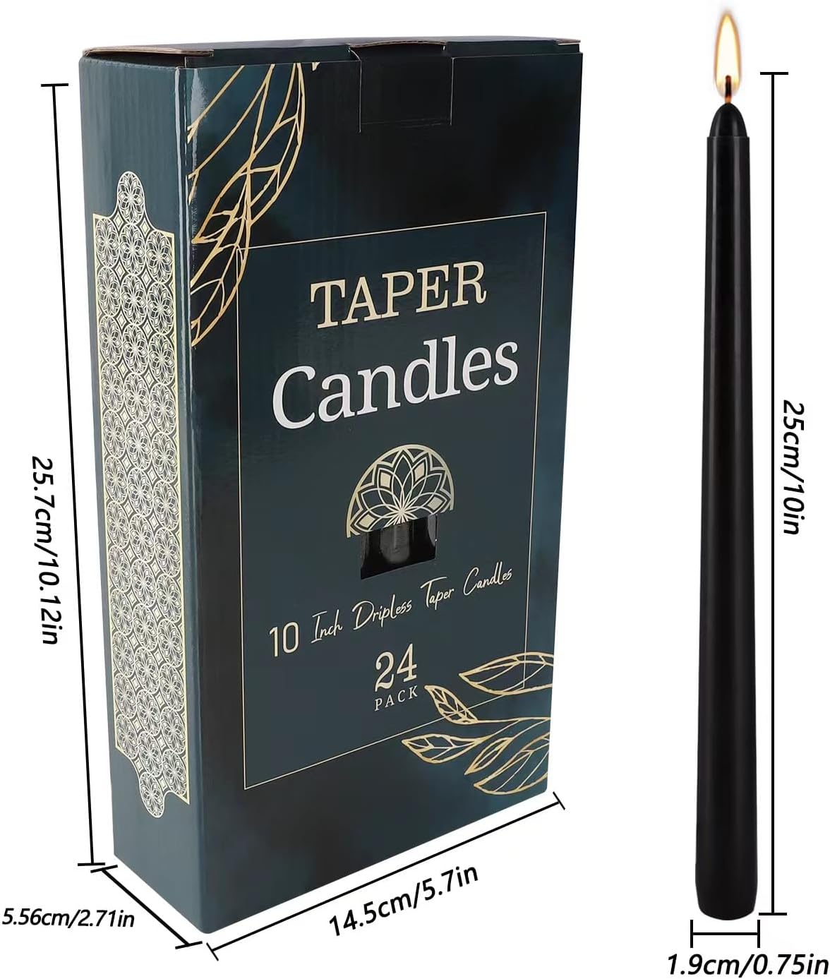 Thumbnail 6 de YOROXRG Black Taper Candles, 24 Pack