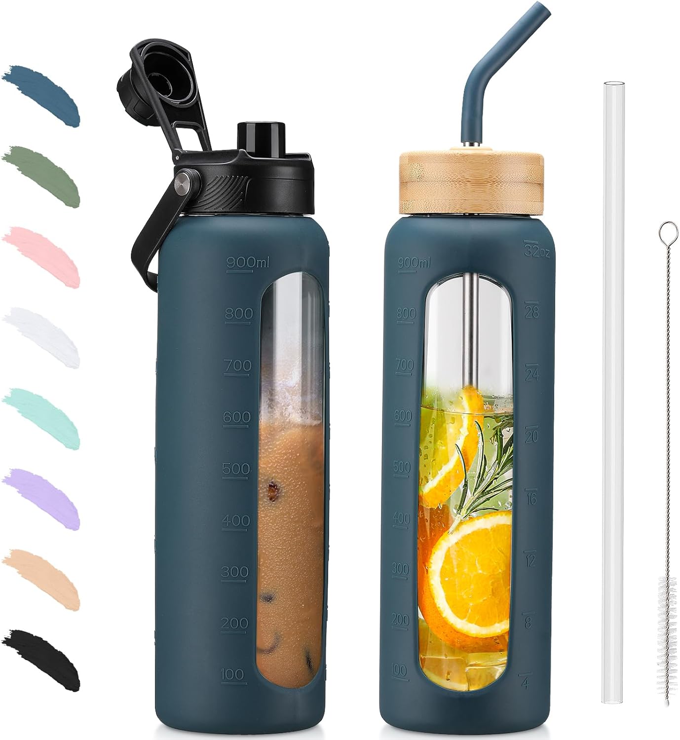 BLUEGO 900ml Glaswasserflasche