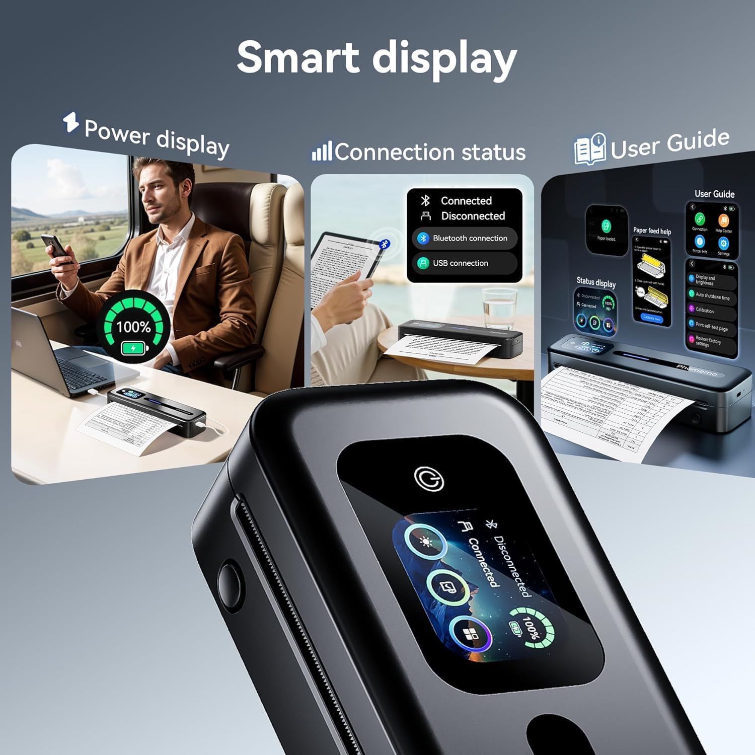 Detalle de Phomemo M832D Portable Thermal Printer – A4 Touchscreen, Inkless, Bluetooth & USB-C