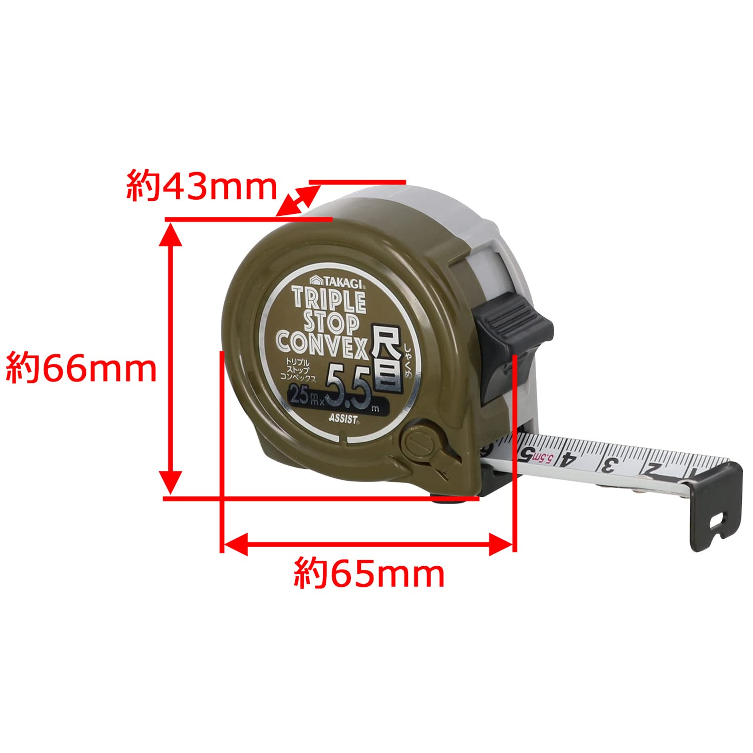 Thumbnail 5 de TAKAGI 25mm×5.5ｍ 尺目 トリプルストップコンベックス ステンレス製テープ